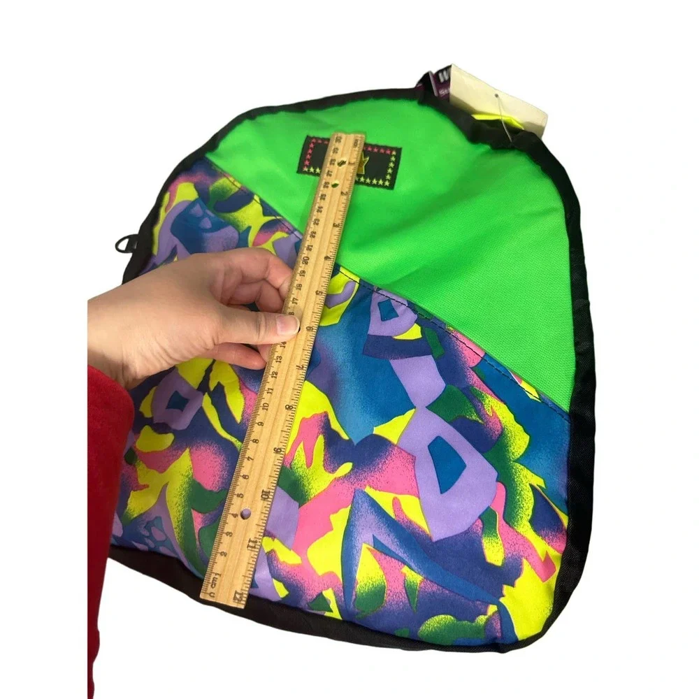 Vintage NWT Trendy Backpack, Neon Green Abstract from the 90's Y2K Millennial - Picture 7 of 9